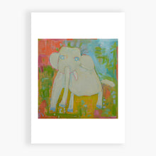 Load image into Gallery viewer, Printed Card - Blue Shoes - Elephants are my absolute favourite animal. I have a collection of almost 100 elephant models on my living room shelf. I once made a papier mache elephant with a trunk made of a vacuum cleaner tube. It was great and hung over my mom’s fireplace for years. I would like to go to Africa to see some elephants one day.
