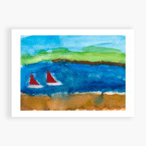 Printed Card - Summer Boats - I did this in Mt Martha in Australia at Xmas. My mom took a photo of the bay where we stayed, and I worked on this for days. I like how it turned out. 
