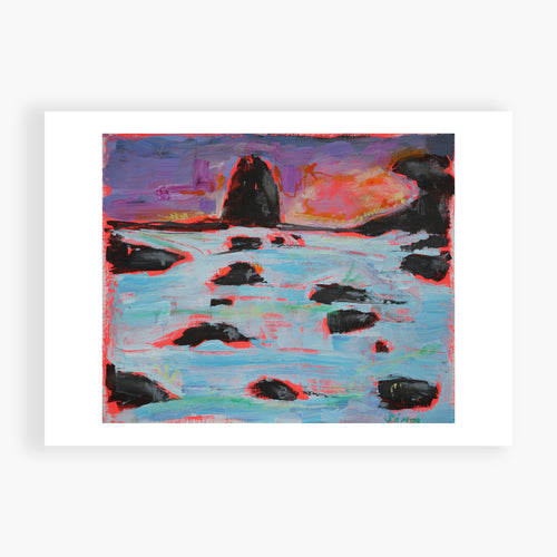 Printed Card - Sunset Rocks - Another one of the Australian beach at sunset. Very colourful there.
