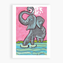 Load image into Gallery viewer, SimonArt Asian Elephant Having a Bath Card
